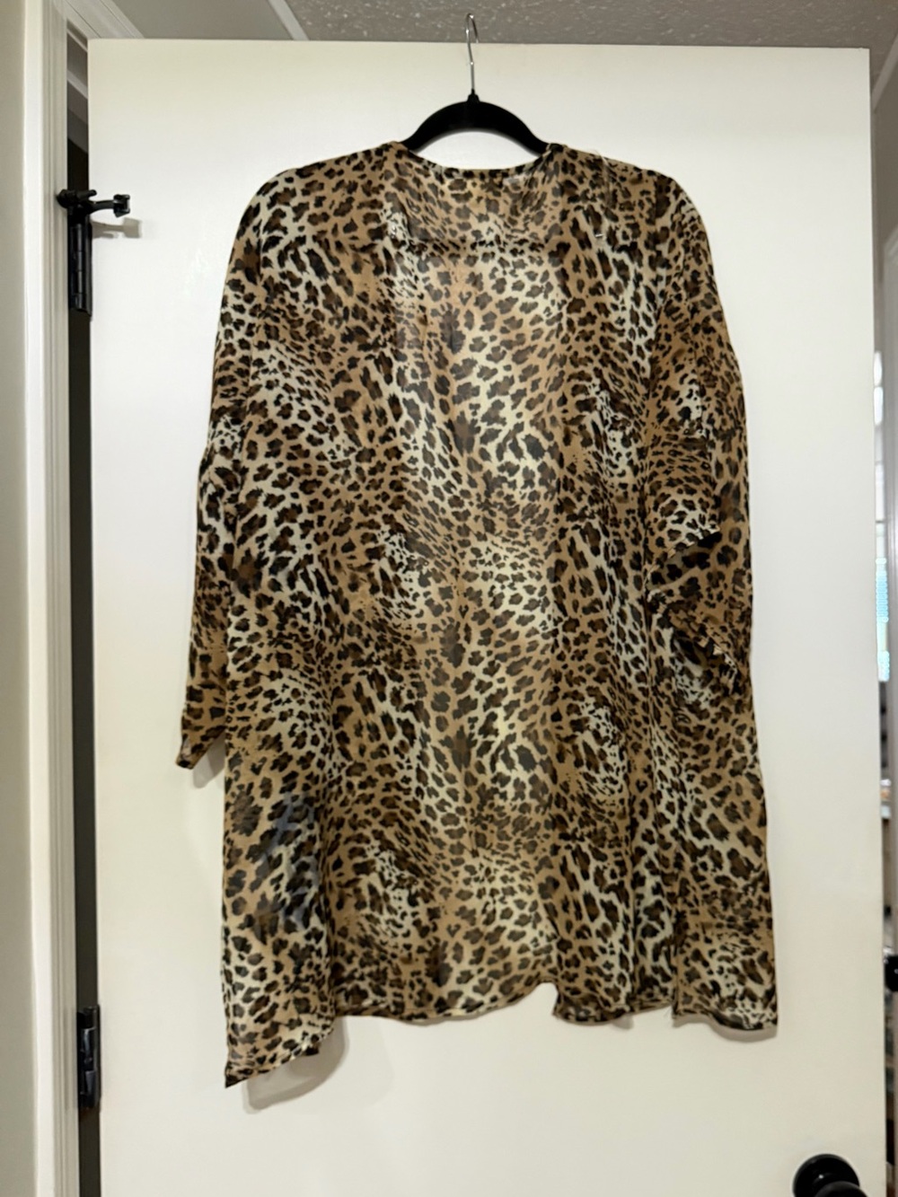 Leopard Print Sheer Kimono Cardigan